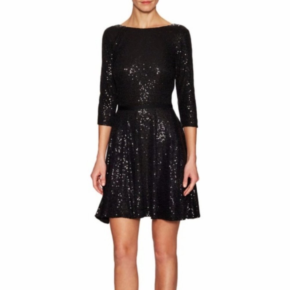 Maia Black Sequined Flare Dress